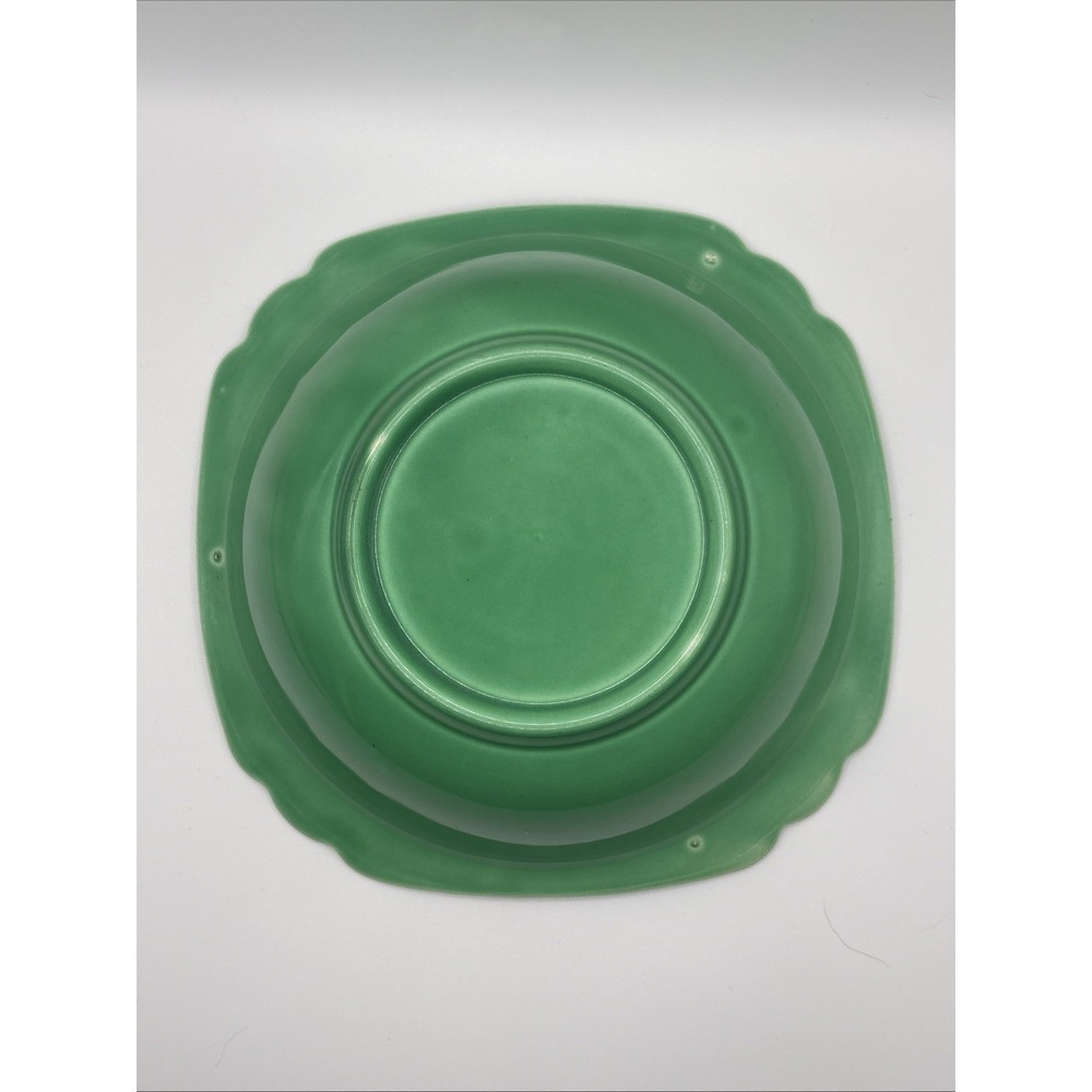 Vintage Homer Laughlin Riviera Green 9" Nappy Bowl - Art Deco Scalloped Edge - Picture 3 of 5